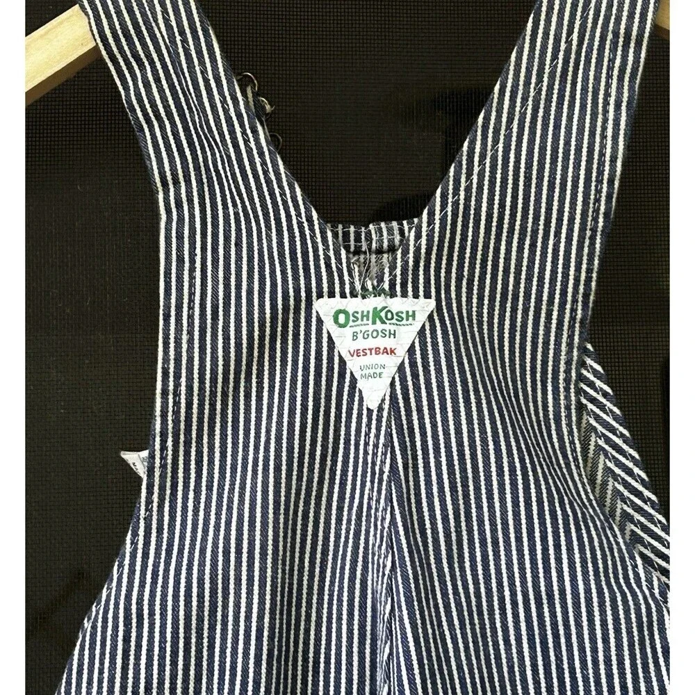 Vintage Osh Kosh RR Vestbak Overalls Bibs Childrens Union Hickory Stripe Conrail